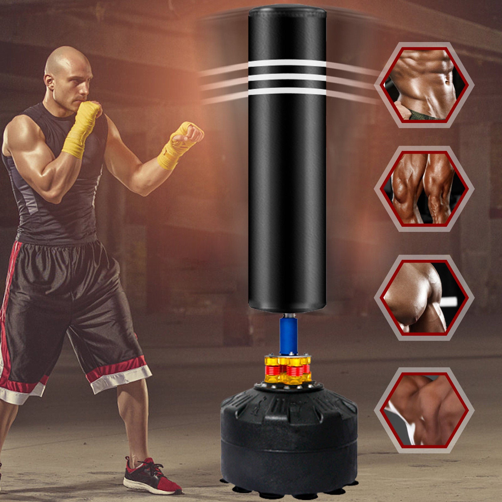 Boxing & Martial Arts: Punching Bag Stand for Adults & Kids - Boxing Training Speed Kick 175cm