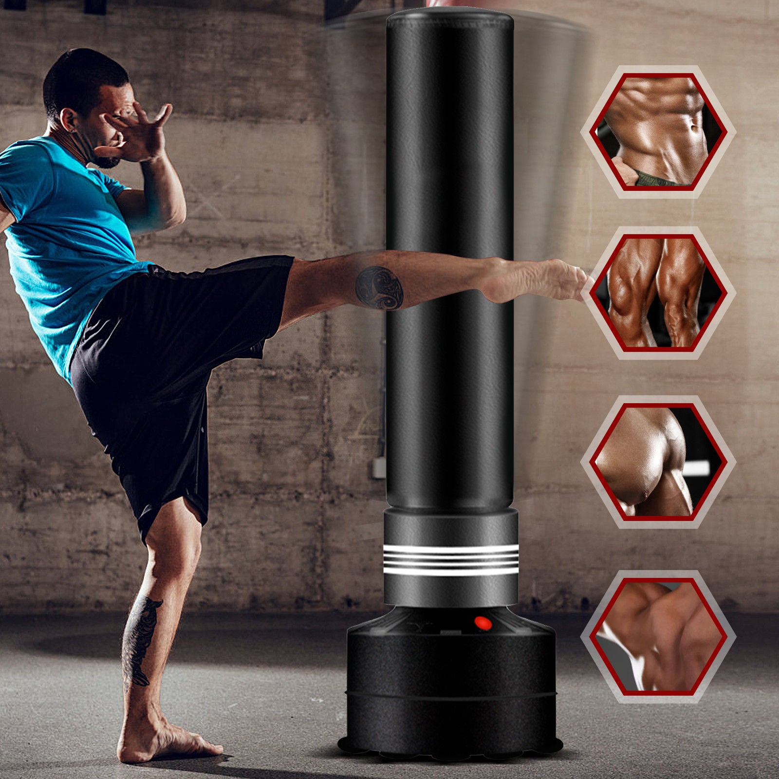 Boxing & Martial Arts: Standing Boxing Bag Punch Training for Adults Kids 170cm