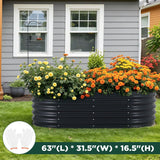 Garden Beds & Planters: Oval Raised Garden Bed 160x80x42cm Galvanised Steel Planter