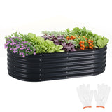 Garden Beds & Planters: Oval Raised Garden Bed Galvanised Steel 240x80x42cm Planter