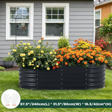 Garden Beds & Planters: Oval Raised Garden Bed Galvanised Steel 240x80x42cm Planter