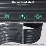 Garden Beds & Planters: Oval Raised Garden Bed Galvanised Steel 240x80x42cm Planter