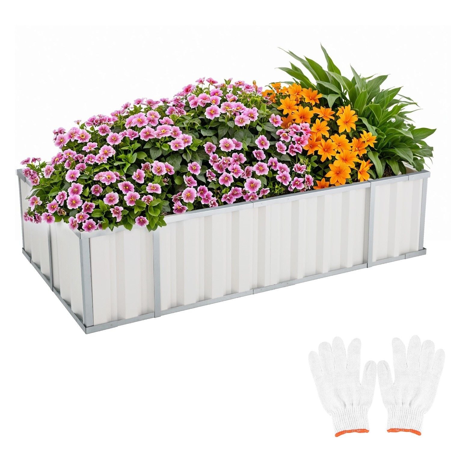 Outdoor Power Equipment: Galvanised Steel Raised Garden Rectangle Bed 160x80x42cm No-Screw Oval
