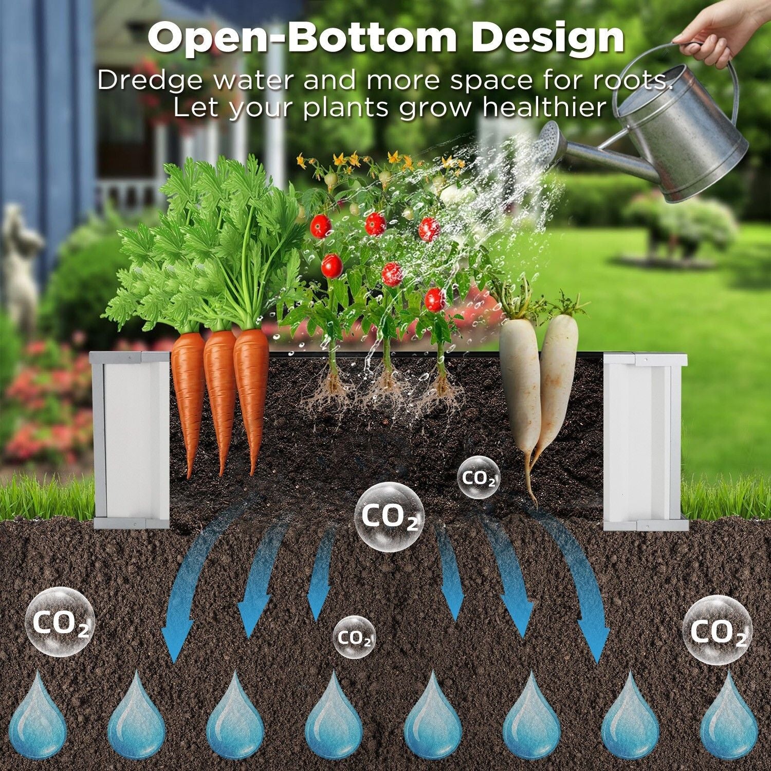 Outdoor Power Equipment: Galvanised Steel Raised Garden Rectangle Bed 160x80x42cm No-Screw Oval