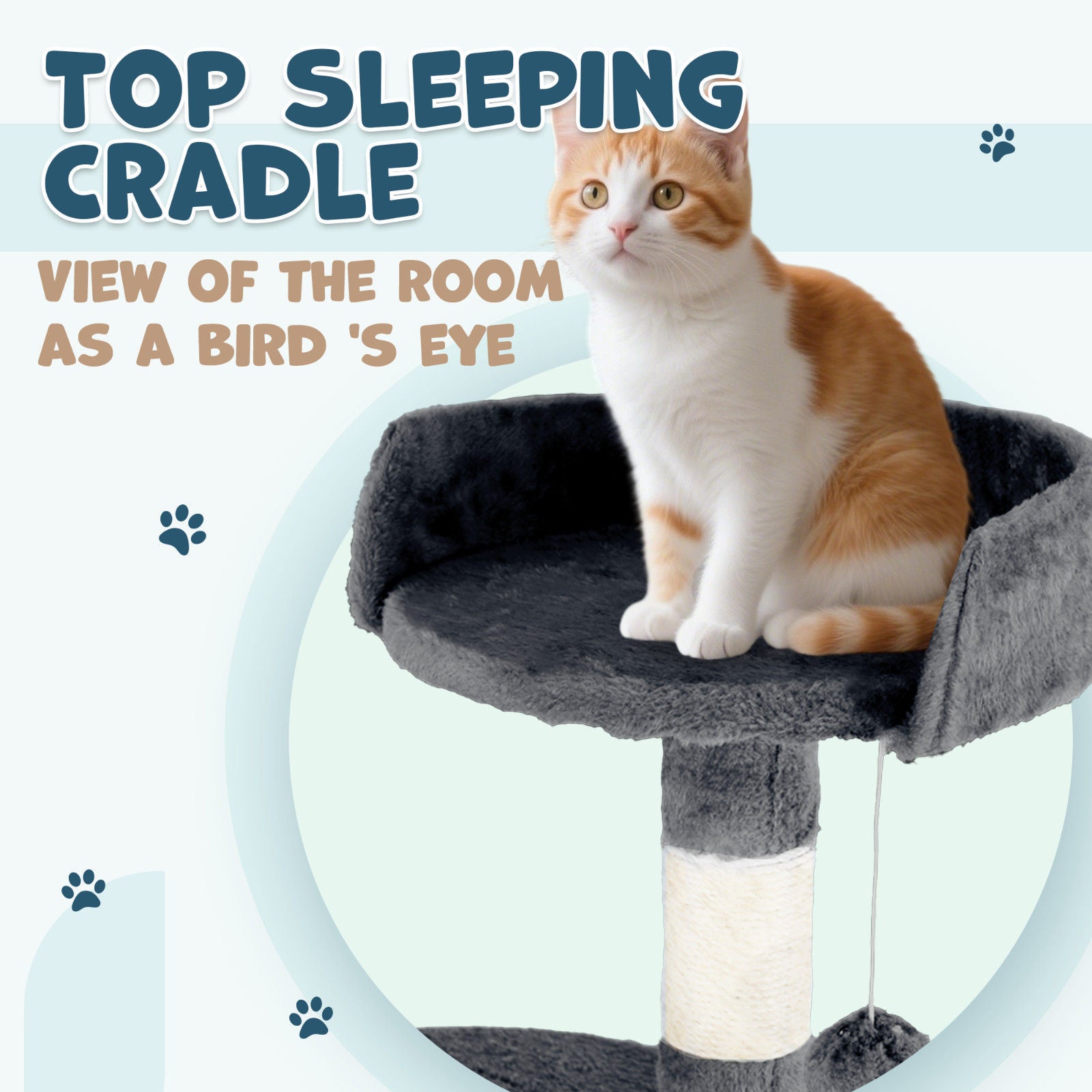 Cat Tower Tree Scratching Post Dark Grey Condo 112cm