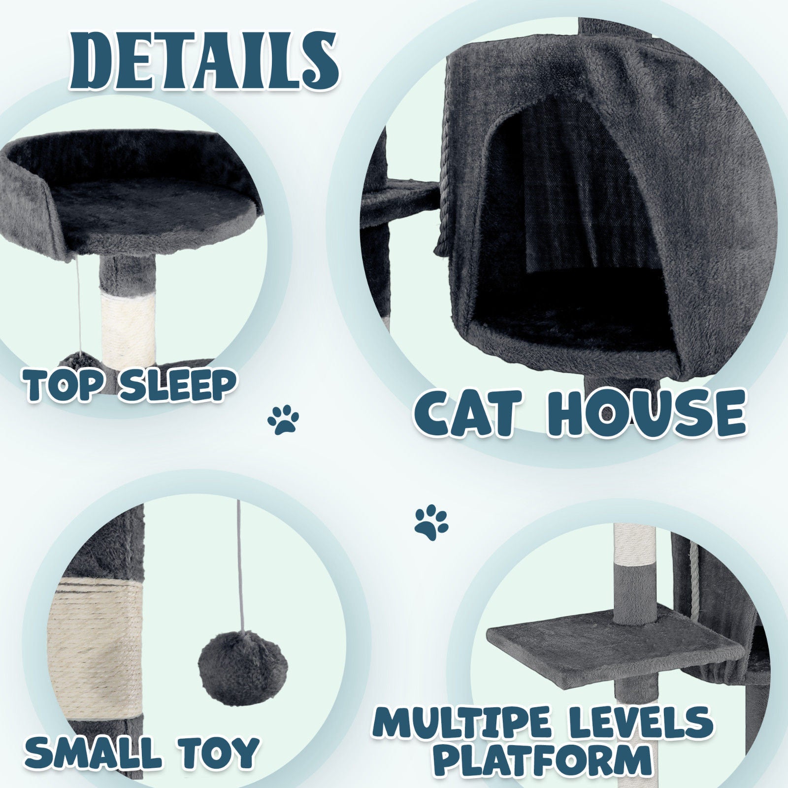 Cat Scratching Posts: Cat Tower Tree Condo Scratching Post Dark Grey 142cm