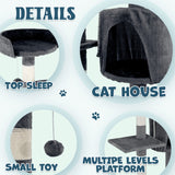 Cat Scratching Posts: Cat Tower Tree Condo Scratching Post Dark Grey 142cm