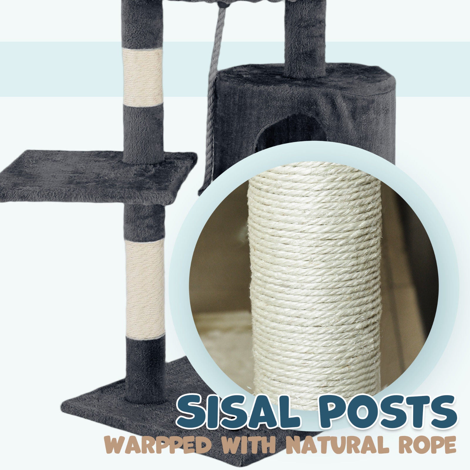 Cat Scratching Posts: Cat Tower Tree Condo Scratching Post Dark Grey 142cm