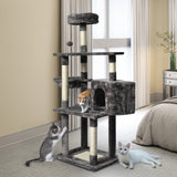 Cat Scratching Posts: Large Grey Cat Tree Tower Condo with Scratching Post Bed