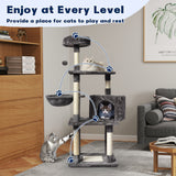 Cat Scratching Posts: Large Grey Cat Tree Tower Condo with Scratching Post Bed