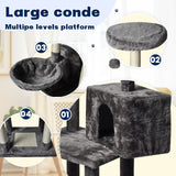 Cat Scratching Posts: Large Grey Cat Tree Tower Condo with Scratching Post Bed
