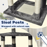Cat Scratching Posts: Large Grey Cat Tree Tower Condo with Scratching Post Bed
