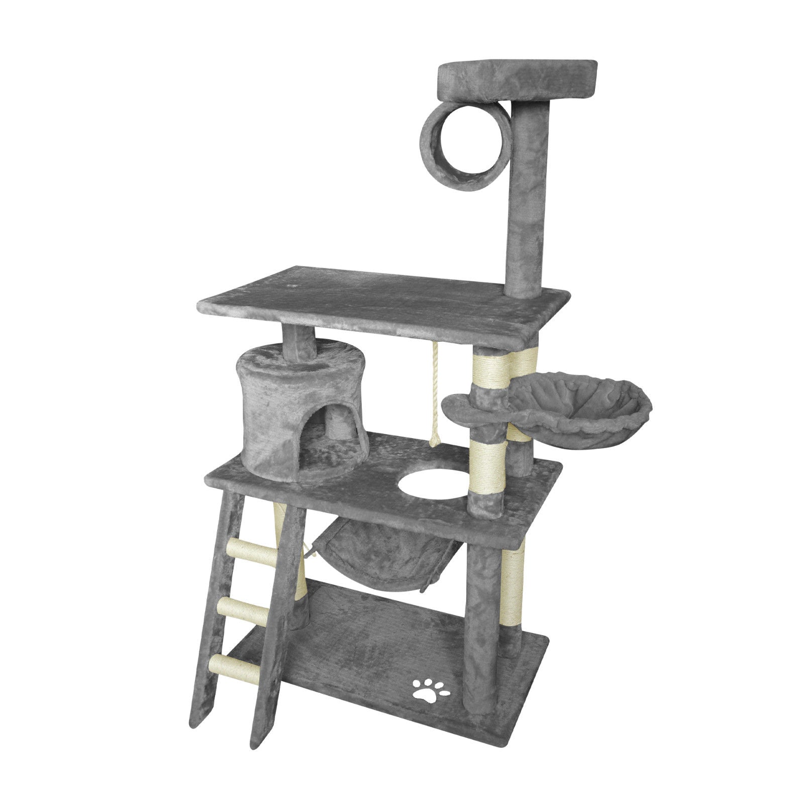 Cat Scratching Posts: Grey Cat Tree Tower Condo Scratching Post Bed Stand 1.4M