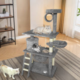 Cat Scratching Posts: Grey Cat Tree Tower Condo Scratching Post Bed Stand 1.4M