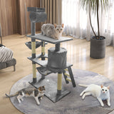 Cat Scratching Posts: Grey Cat Tree Tower Condo Scratching Post Bed Stand 1.4M