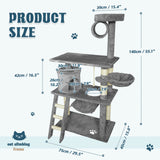 Cat Scratching Posts: Grey Cat Tree Tower Condo Scratching Post Bed Stand 1.4M
