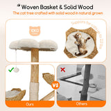 Cat Scratching Posts: Cat Tree Scratcher Plush Sisal Willow Wood w Basket Cushion
