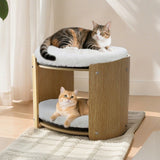 Sofas & Sofa Beds: Elevated Double Cat Bed 2-Tier Wooden Plush Kitten Lounge