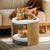 Sofas & Sofa Beds: Elevated Double Cat Bed 2-Tier Wooden Plush Kitten Lounge