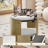 Sofas & Sofa Beds: Elevated Double Cat Bed 2-Tier Wooden Plush Kitten Lounge