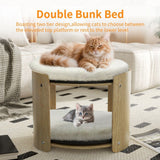 Sofas & Sofa Beds: Elevated Double Cat Bed 2-Tier Wooden Plush Kitten Lounge