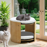 Sofas & Sofa Beds: Elevated Double Cat Bed 2-Tier Wooden Plush Kitten Lounge