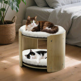 Sofas & Sofa Beds: Elevated Double Cat Bed 2-Tier Wooden Plush Kitten Lounge