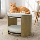 Sofas & Sofa Beds: Elevated Double Cat Bed 2-Tier Wooden Plush Kitten Lounge
