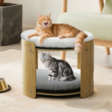 Sofas & Sofa Beds: Elevated Double Cat Bed 2-Tier Wooden Plush Kitten Lounge