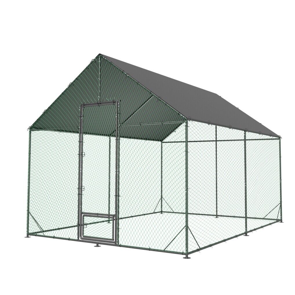 Small Animal Habitats & Cages: XL Chicken Coop 276x405x300cm Large Hen House Cage