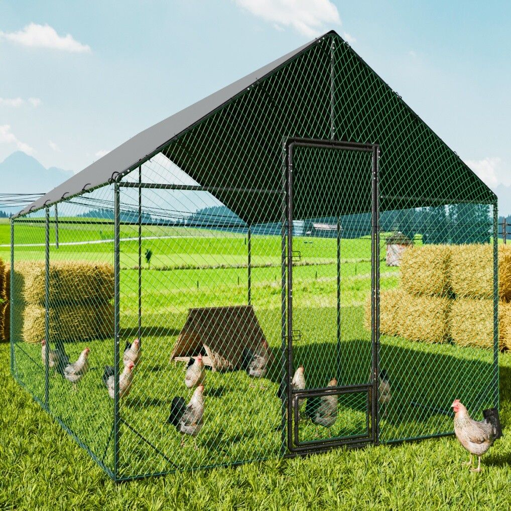 Small Animal Habitats & Cages: XL Chicken Coop 276x405x300cm Large Hen House Cage