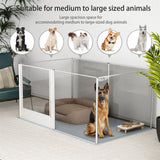 Dog Playpens & Gates: Large Acrylic Dog Playpen 163x102.5x80CM, 6 Panels