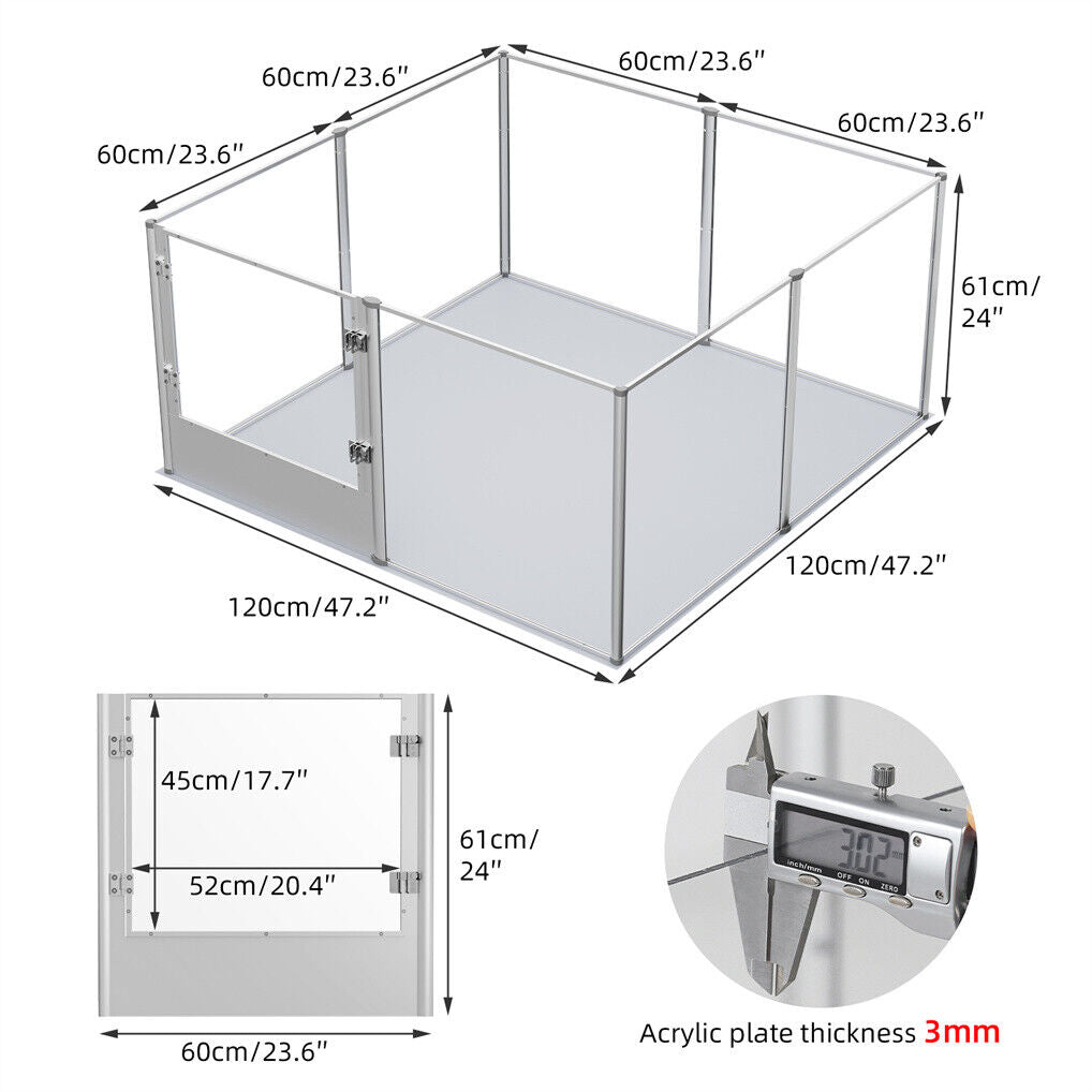 Dog Playpens & Gates: Large Acrylic Dog Playpen 120x120x61CM 8 Panels Cage