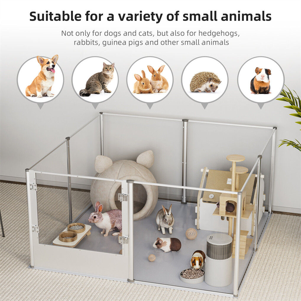 Dog Playpens & Gates: Large Acrylic Dog Playpen 120x120x61CM 8 Panels Cage