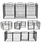 8 Panel Pet Playpen Gate Extension w/ Lockable Door
