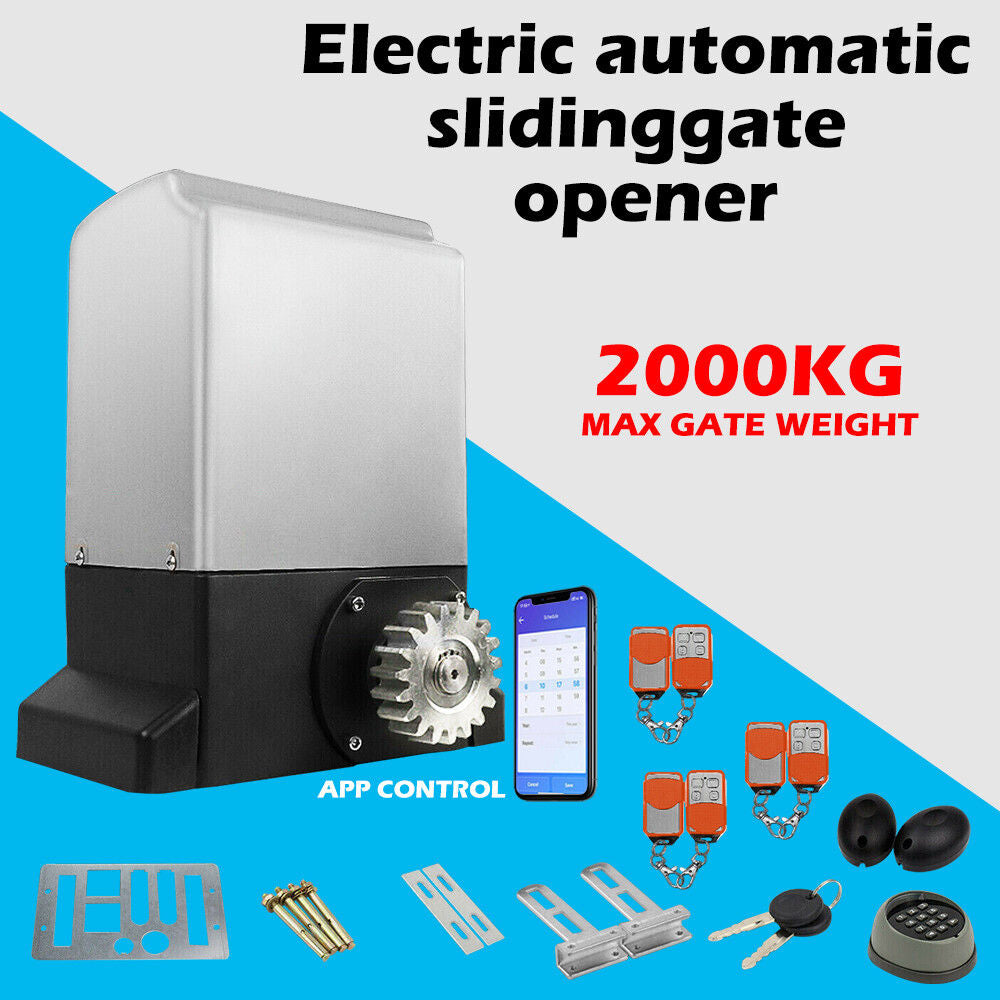 Fence & Gate Accessories: 2000KG Automatic Sliding Gate Opener Commercial Residential + APP