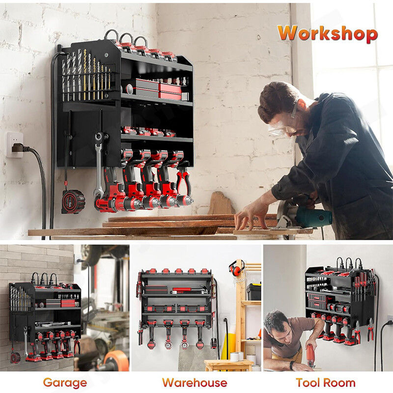 Gardening Accessories: Power Tool Rack Organizer - Wall Mount Drill Holder, 4 Layers