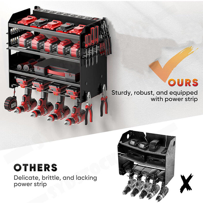 Gardening Accessories: Power Tool Rack Organizer - Wall Mount Drill Holder, 4 Layers