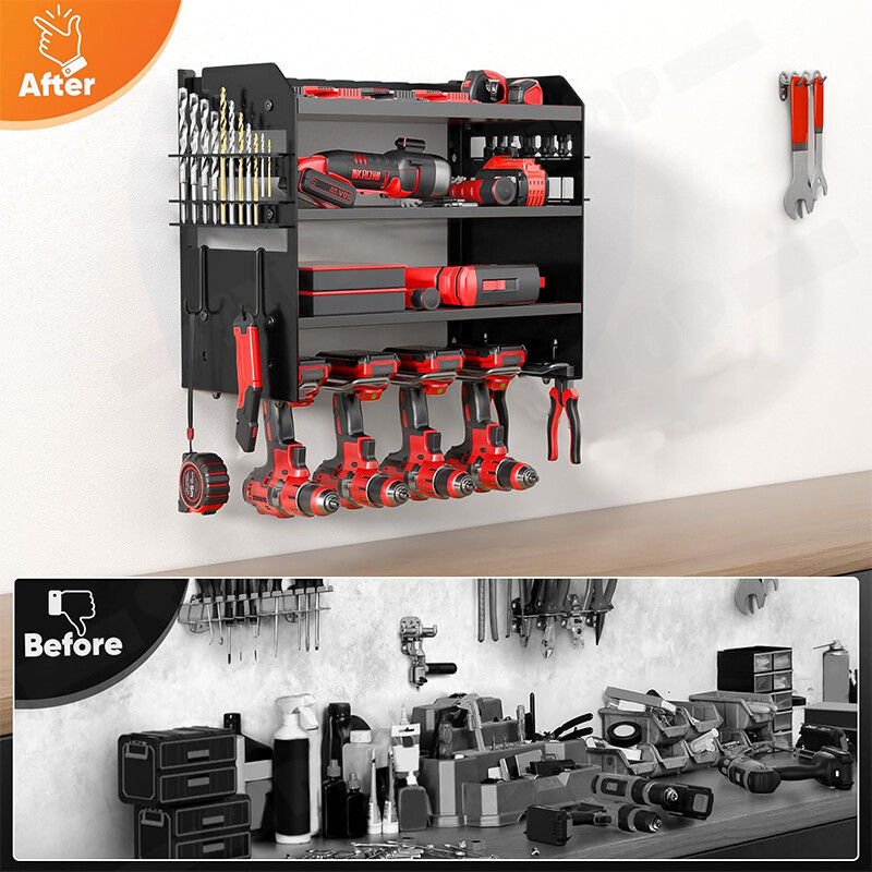Gardening Accessories: Power Tool Rack Organizer - Wall Mount Drill Holder, 4 Layers
