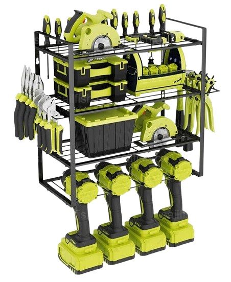 Kitchen & Bathroom DIY: 4-Layer Heavy Duty Drill Holder Wall Mount Tool Rack Organizer,