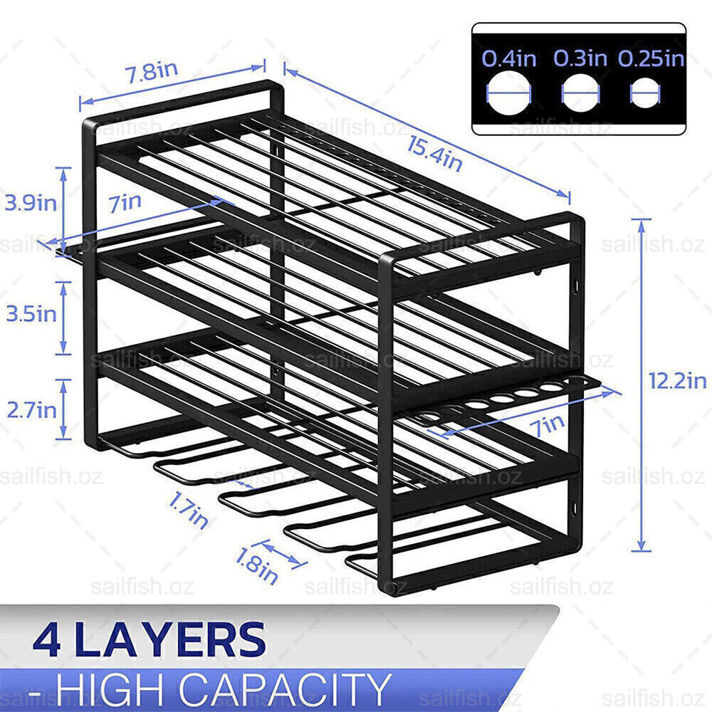 Kitchen & Bathroom DIY: 4-Layer Heavy Duty Drill Holder Wall Mount Tool Rack Organizer,