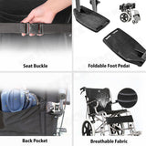 16 Lightweight Foldable Wheelchair Flat-Free Tires Handbrakes