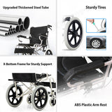 16 Lightweight Foldable Wheelchair Flat-Free Tires Handbrakes