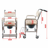 Mobility & Accessibility: Aluminum Bedside Commode Chair 200kg Mobile Shower Toilet Wheelchair