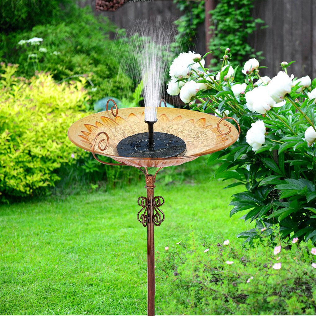Fountain & Ponds Accessories: Solar Bird Bath Feeder Fountain Deck Post Mount