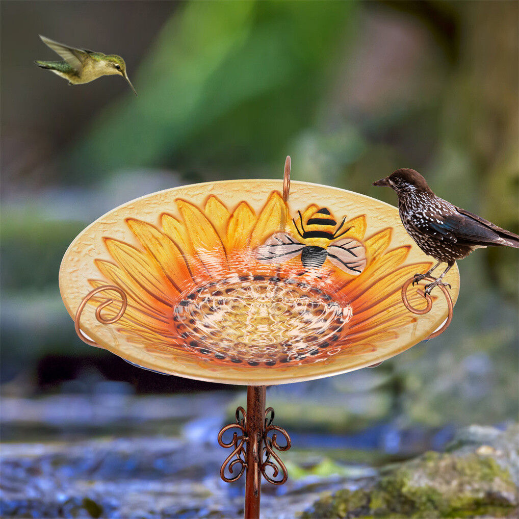 Fountain & Ponds Accessories: Solar Bird Bath Feeder Fountain Deck Post Mount