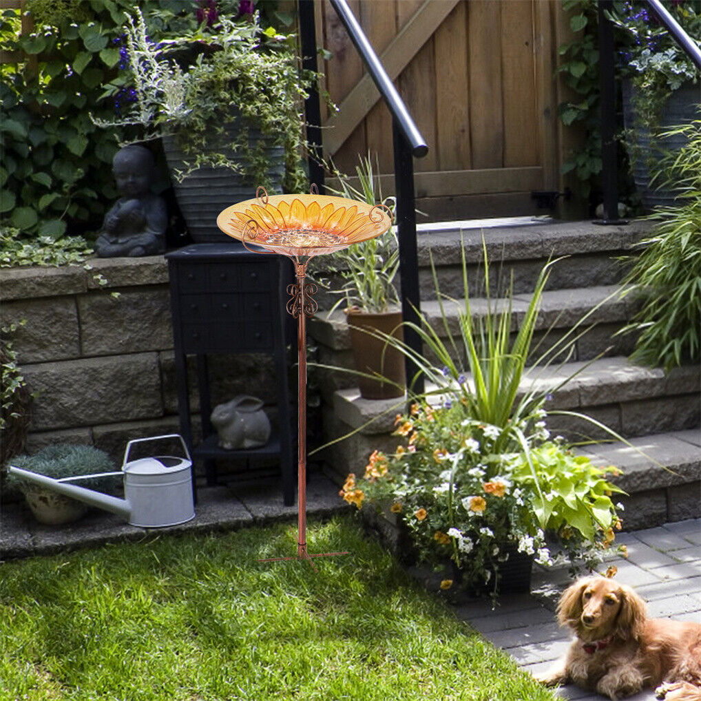 Fountain & Ponds Accessories: Solar Bird Bath Feeder Fountain Deck Post Mount