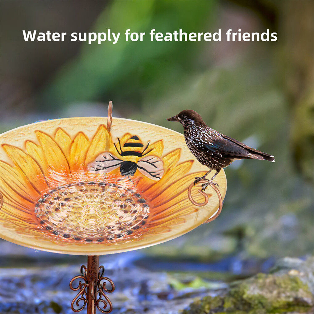 Fountain & Ponds Accessories: Solar Bird Bath Feeder Fountain Deck Post Mount