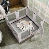 Dog Playpens & Gates: Indoor Dog Pen Tempered Glass Kennel w/ Pad