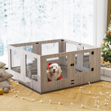Dog Playpens & Gates: Indoor Dog Pen Tempered Glass Kennel w/ Pad